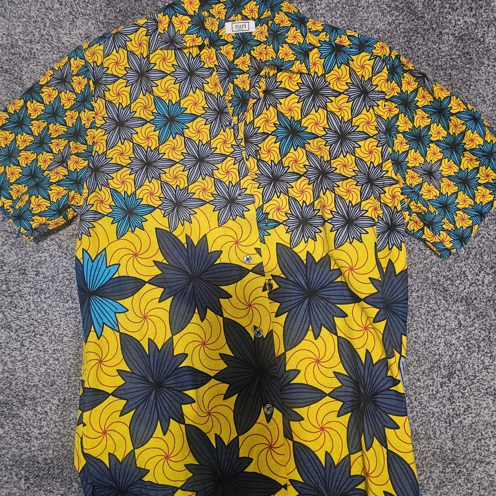 Zuri Yellow Floral Short-Sleeve Button-Down Shirt